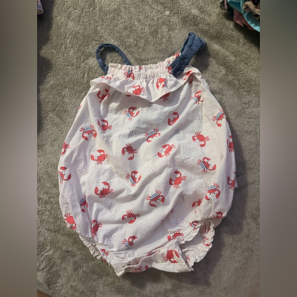 Cute Crab Print Baby Romper